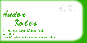 andor koles business card